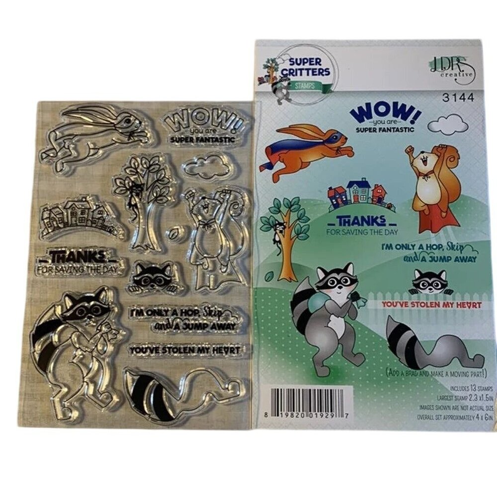 Super Critters Clear Stamp Set LDR Creative 3144 Cute Raccoon & Squirrel Designs